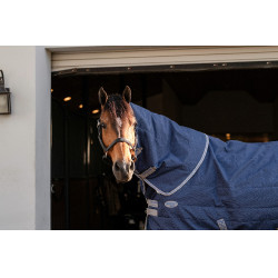 Couvre-cou d'écurie Horseware Rhino 200g Noir / gris titane / bleu classique