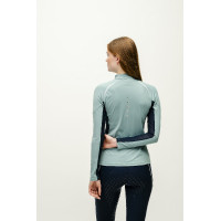 Polo 1/4 zip Horseware Stamina manches longues Sage Bleu