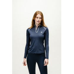 Polo 1/4 zip Horseware Stamina manches longues Marine Bleu marine