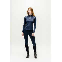 Polo 1/4 zip Horseware Stamina manches longues Marine Bleu marine