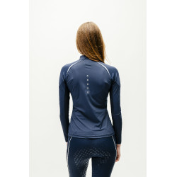 Polo 1/4 zip Horseware Stamina manches longues Marine Bleu marine
