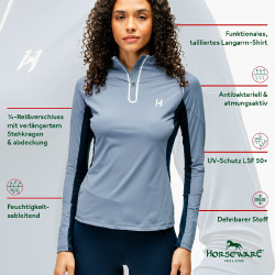 Polo 1/4 zip Horseware Stamina manches longues Bleu Polo 1/4 zip Horseware Stamina manches longues Bleu