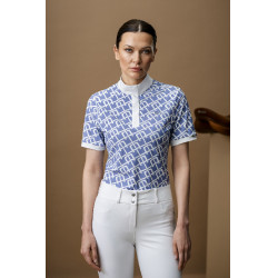 Polo de concours Horseware AA Alcina manches courtes Imprimé bleu monogram Motifs Polo de concours Horseware AA Alcina manches courtes Imprimé bleu monogram Motifs