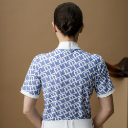 Polo de concours Horseware AA Alcina manches courtes Imprimé bleu monogram Motifs Polo de concours Horseware AA Alcina manches courtes Imprimé bleu monogram Motifs