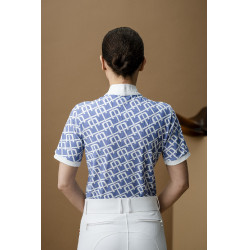 Polo de concours Horseware AA Alcina manches courtes Imprimé bleu monogram Motifs Polo de concours Horseware AA Alcina manches courtes Imprimé bleu monogram Motifs