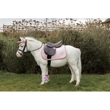 Tapis de selle Kentucky Tête de Licorne Pailleté Rose pâle