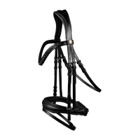 Bridon verni Waldhausen S-Line Blackshine muserolle combinée pull back Noir Bridon verni Waldhausen S-Line Blackshine muserolle combinée pull back Noir