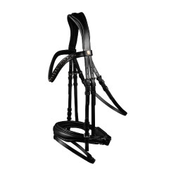 Bridon verni Waldhausen S-Line Blackshine muserolle combinée pull back Noir Bridon verni Waldhausen S-Line Blackshine muserolle combinée pull back Noir