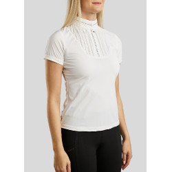 Polo raffiné Montar MoZitta Pintucks et crystals gun metal femme