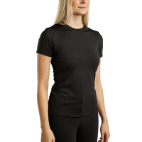 T-shirt maille manches courtes Montar MoStella logo imprimé au laser femme Noir T-shirt maille manches courtes Montar MoStella logo imprimé au laser femme Noir