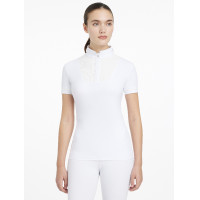 Chemise de concours LeMieux plissée Sophia manches courtes Blanc