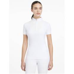 Chemise de concours LeMieux plissée Sophia manches courtes Blanc