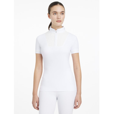 Chemise de concours LeMieux plissée Sophia manches courtes Blanc