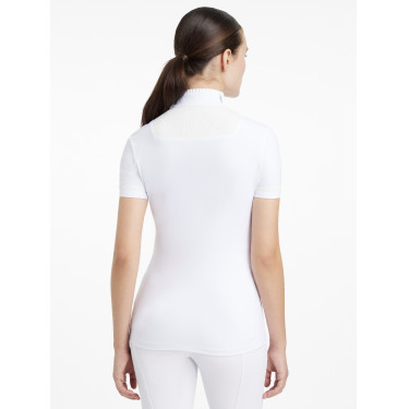 Chemise de concours LeMieux plissée Sophia manches courtes Blanc