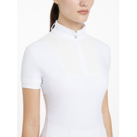 Chemise de concours LeMieux plissée Sophia manches courtes Blanc