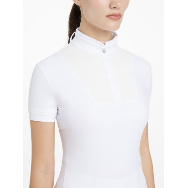 Chemise de concours LeMieux plissée Sophia manches courtes Blanc