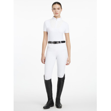 Chemise de concours LeMieux plissée Sophia manches courtes Blanc