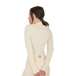 Base layer ajusté manches longues femme en tissu technique Equestro Blanc antique / marron Base layer ajusté manches longues femme en tissu technique Equestro Blanc antique / marron