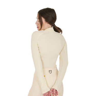 Base layer ajusté manches longues femme en tissu technique Equestro Blanc antique / marron Base layer ajusté manches longues femme en tissu technique Equestro Blanc antique / marron