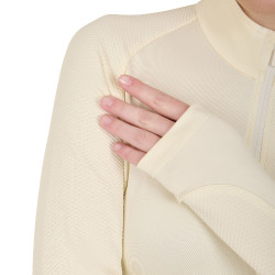 Base layer ajusté manches longues femme en tissu technique Equestro Blanc antique / marron Base layer ajusté manches longues femme en tissu technique Equestro Blanc antique / marron