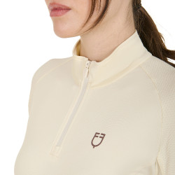 Base layer ajusté manches longues femme en tissu technique Equestro Blanc antique / marron Base layer ajusté manches longues femme en tissu technique Equestro Blanc antique / marron