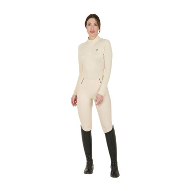 Base layer ajusté manches longues femme en tissu technique Equestro Blanc antique / marron Base layer ajusté manches longues femme en tissu technique Equestro Blanc antique / marron
