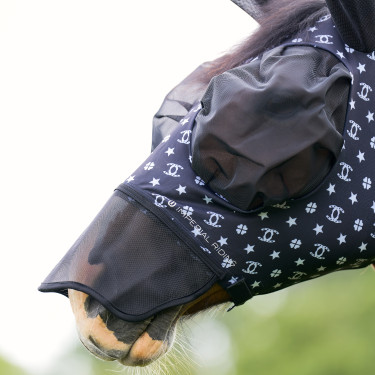Masque anti-mouches avec nez Imperial Riding Trail ride Noir AOP Motifs