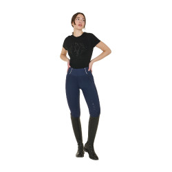 Legging ajustés femme avec grip complet Classic Equestro Marine blazer / blanc Bleu marine