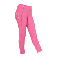 Legging fille cintré avec grip et logo Equestro Blanc / blanc Legging fille cintré avec grip et logo Equestro Blanc / blanc