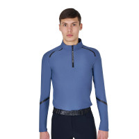 Polo d'entraînement manches longues pour homme coupe ajustée Equestro Bering sea Bleu Polo d'entraînement manches longues pour homme coupe ajustée Equestro Bering sea Bleu