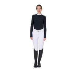 Polo dec concours slim fit femme avec inserts en mesh Equestro Noir