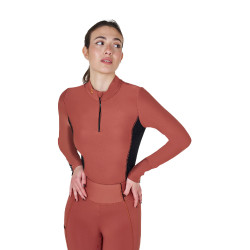 Polo Technique d'Entraînement Femme Manches Longues Equestro Séquoia Marron