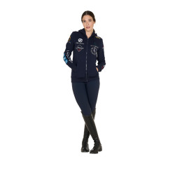Sweat à capuche femme avec multi-logo nouveau Equestro Marine blazer Bleu marine