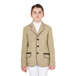 Veste de concours Equestro fille en tissu technique Encens Beige Veste de concours Equestro fille en tissu technique Encens Beige