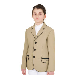 Veste de concours Equestro fille en tissu technique Encens Beige Veste de concours Equestro fille en tissu technique Encens Beige