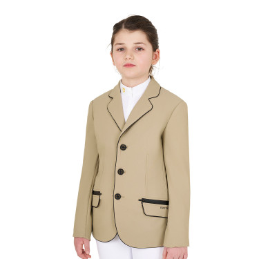 Veste de concours Equestro fille en tissu technique Encens Beige Veste de concours Equestro fille en tissu technique Encens Beige