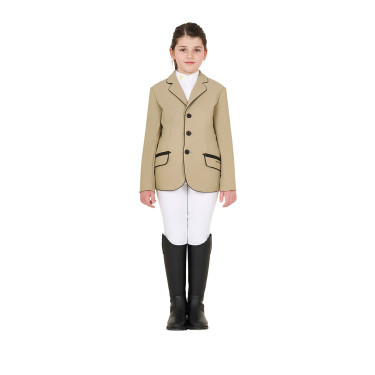 Veste de concours Equestro fille en tissu technique Encens Beige Veste de concours Equestro fille en tissu technique Encens Beige