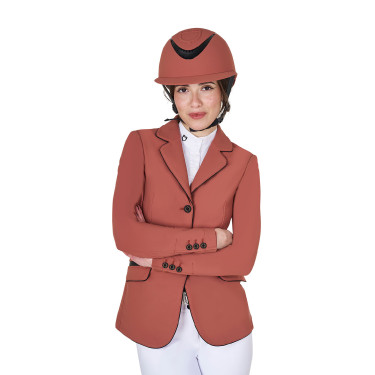 Veste de concours femme en tissu technique stretch Equestro Séquoia Marron