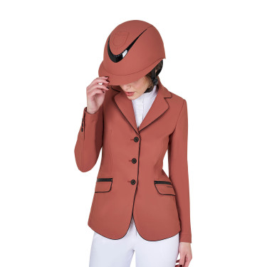 Veste de concours femme en tissu technique stretch Equestro Séquoia Marron