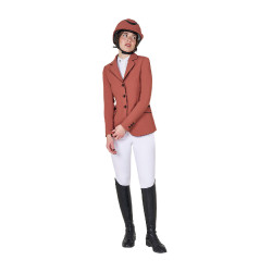 Veste de concours femme en tissu technique stretch Equestro Séquoia Marron