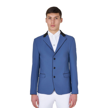 Veste de concours homme 3 boutons Elegance Equestro Bering sea Bleu