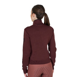Veste Equestro femme en nylon et tricot avec fermeture éclair Marron Veste Equestro femme en nylon et tricot avec fermeture éclair Marron
