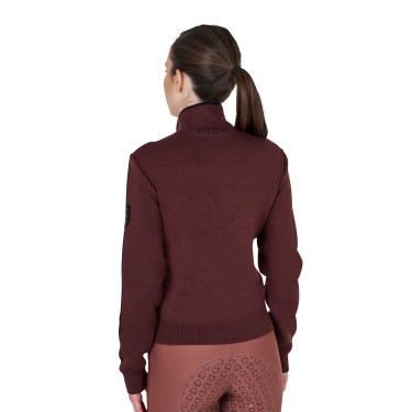 Veste Equestro femme en nylon et tricot avec fermeture éclair Marron Veste Equestro femme en nylon et tricot avec fermeture éclair Marron