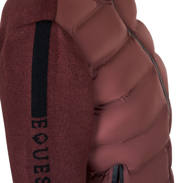 Veste Equestro femme en nylon et tricot avec fermeture éclair Marron Veste Equestro femme en nylon et tricot avec fermeture éclair Marron