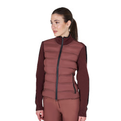 Veste Equestro femme en nylon et tricot avec fermeture éclair Marron Veste Equestro femme en nylon et tricot avec fermeture éclair Marron