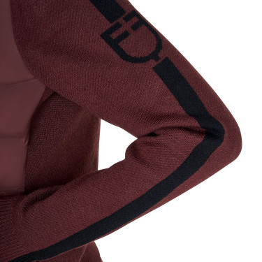 Veste Equestro femme en nylon et tricot avec fermeture éclair Marron Veste Equestro femme en nylon et tricot avec fermeture éclair Marron