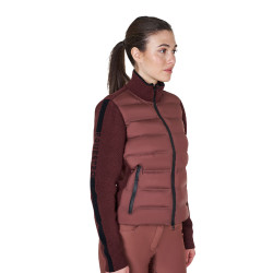 Veste Equestro femme en nylon et tricot avec fermeture éclair Marron Veste Equestro femme en nylon et tricot avec fermeture éclair Marron