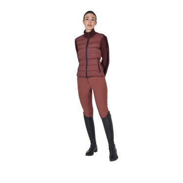 Veste Equestro femme en nylon et tricot avec fermeture éclair Marron Veste Equestro femme en nylon et tricot avec fermeture éclair Marron
