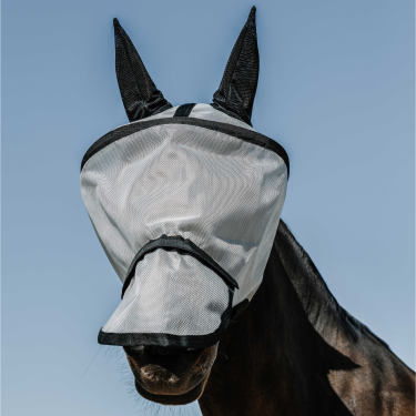 Masque anti-mouches anti-UV Equithème Protec Argenté