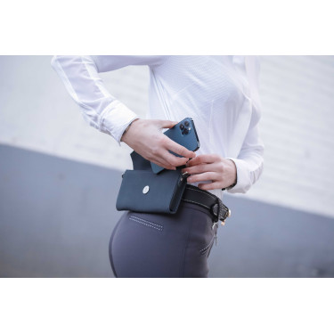 Pochette Pénélope Phone Pocket cuir perforé noir Pochette Pénélope Phone Pocket cuir perforé noir